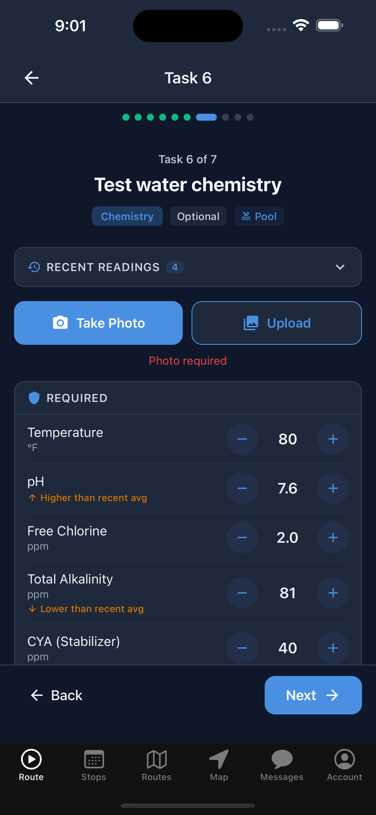 Pool Founder mobile app - route map