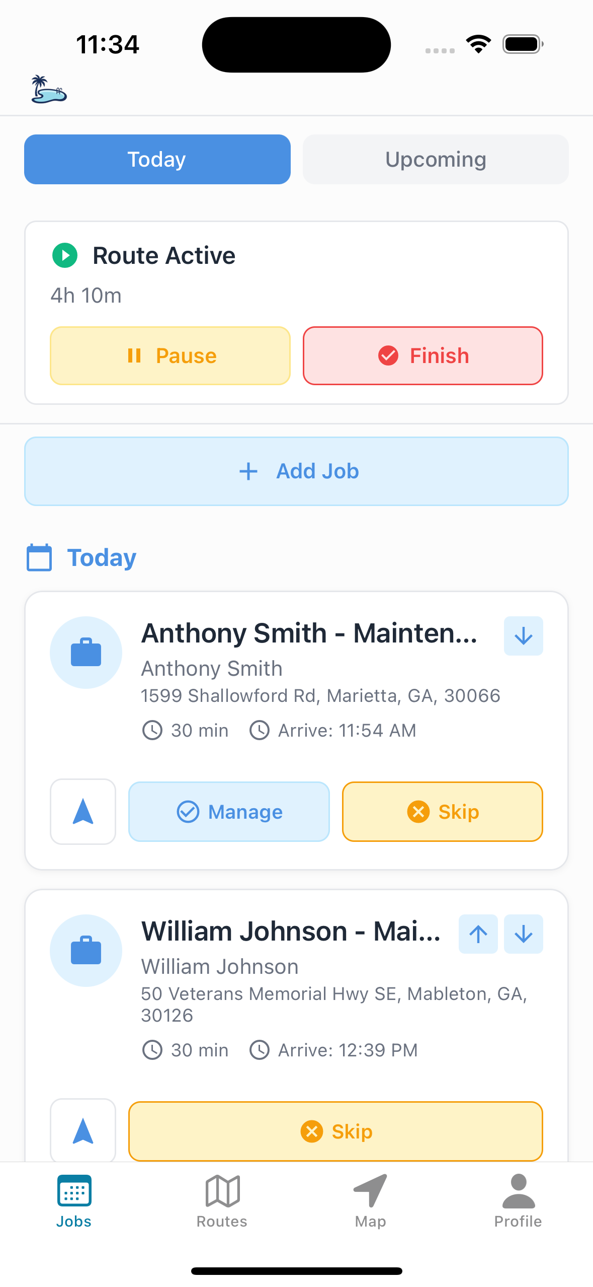 Pool Founder Mobile App - Jobs Screen