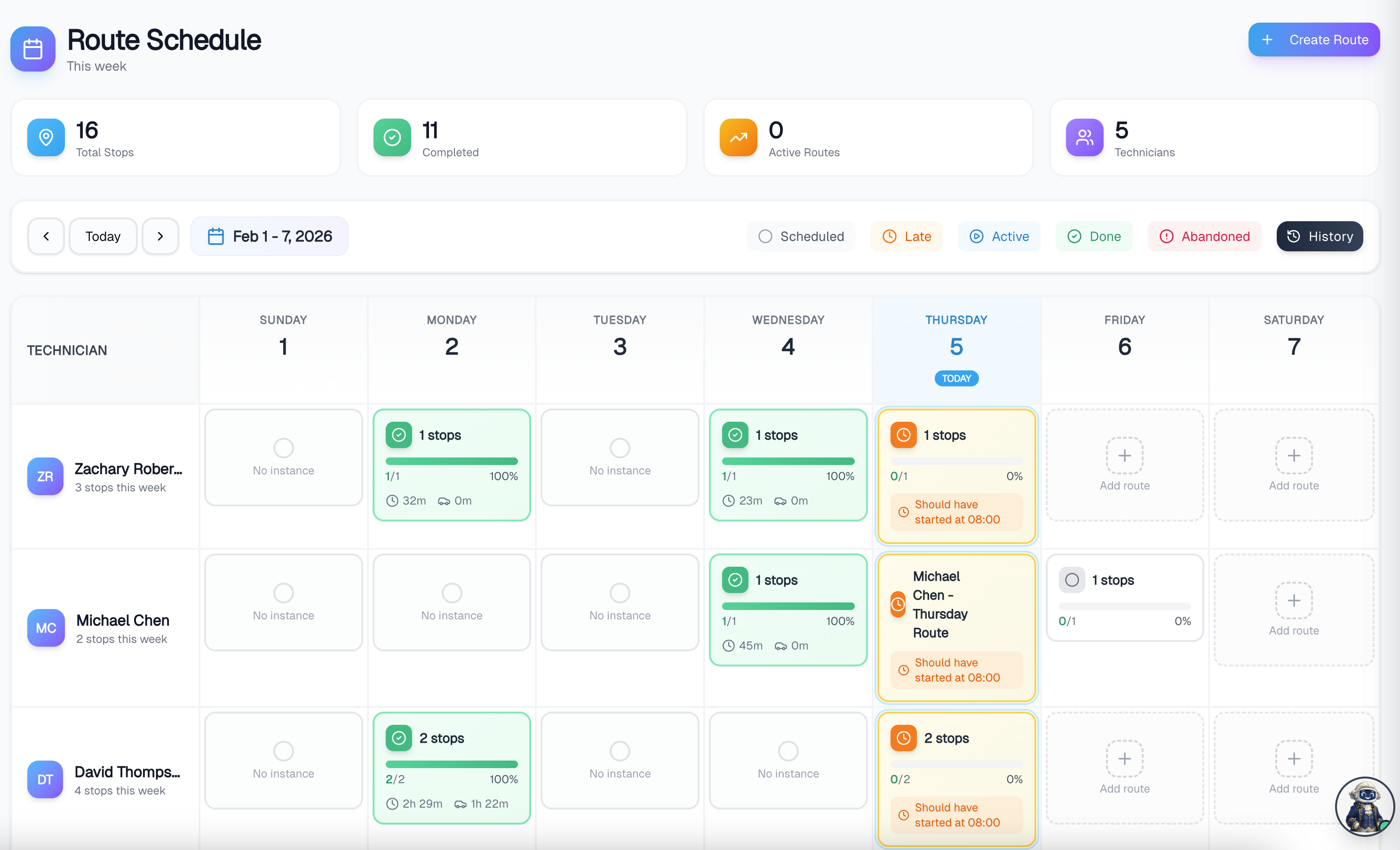 Pool Founder Route Schedule